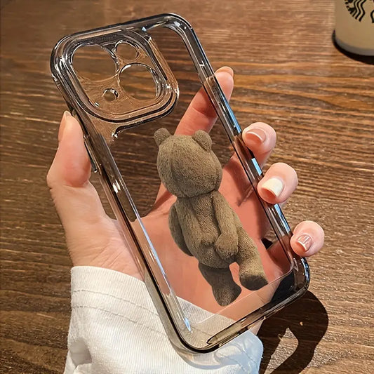 Cartoon Teddy Bear TPU Phone Case - Full-Cover Protection for iPhone 7-16 Series