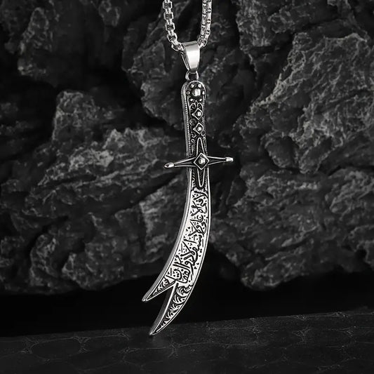 1pc Retro Knife Sword Shape Pendant Necklace, Men's Fashion Religious Jewelry