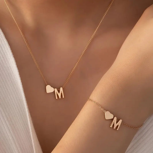 Minimalist Jewelry Set: 1 Necklace + 1 Bracelet with Trendy Letter Design – Perfect for Daily Wear and Party Accessories