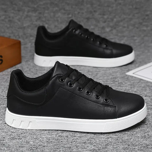 Men's Low-Top Sneakers – Stylish, Versatile Lace-Up Shoes with Durable Faux Leather and Non-Slip PVC Sole for All Seasons