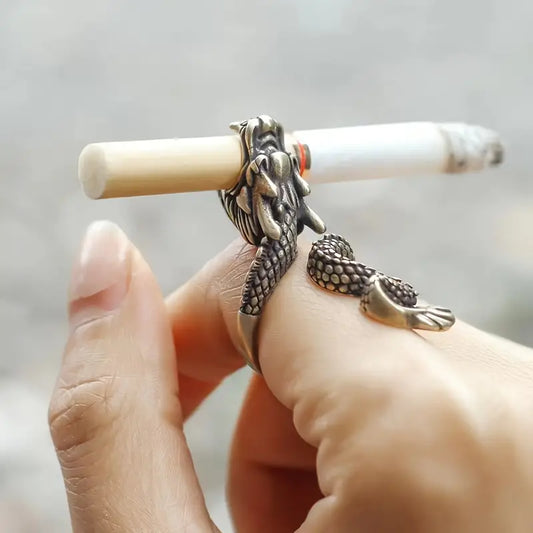 1pair Dragon-shaped Ring, Cigarette Decor Ring For Men